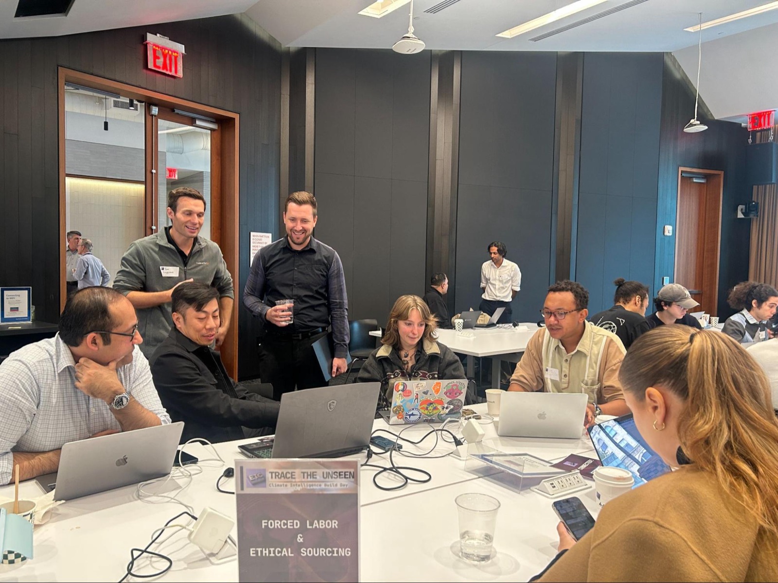 Teams building at TRACE THE UNSEEN: Climate Intelligence Build Day at the Microsoft Garage