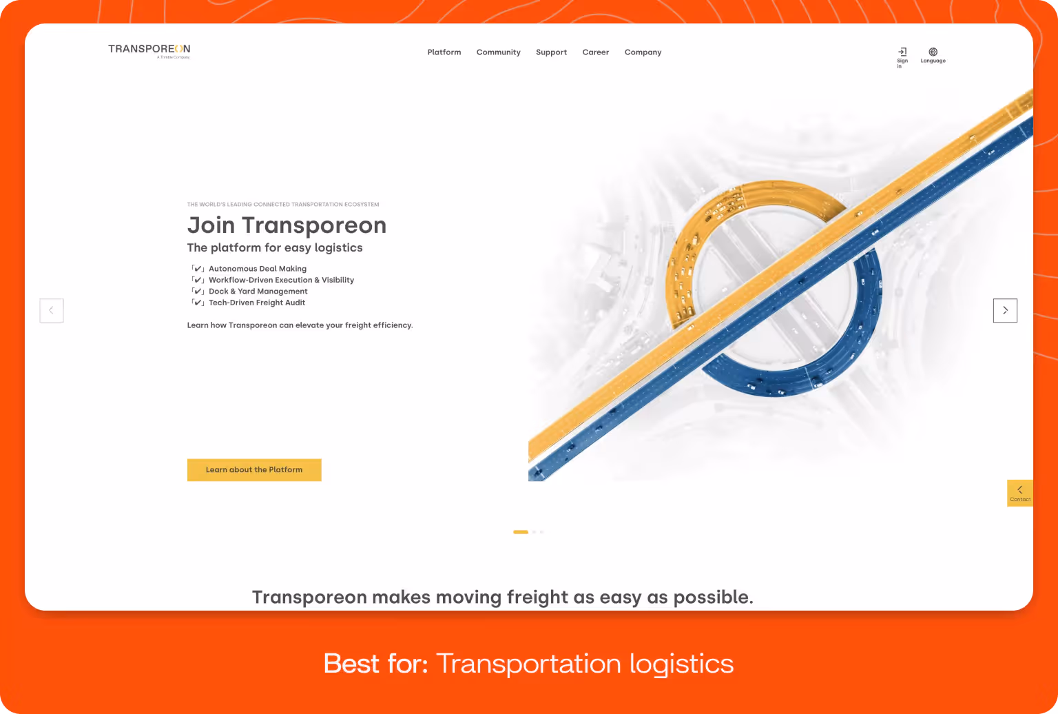 Screenshot of Transporean homepage.