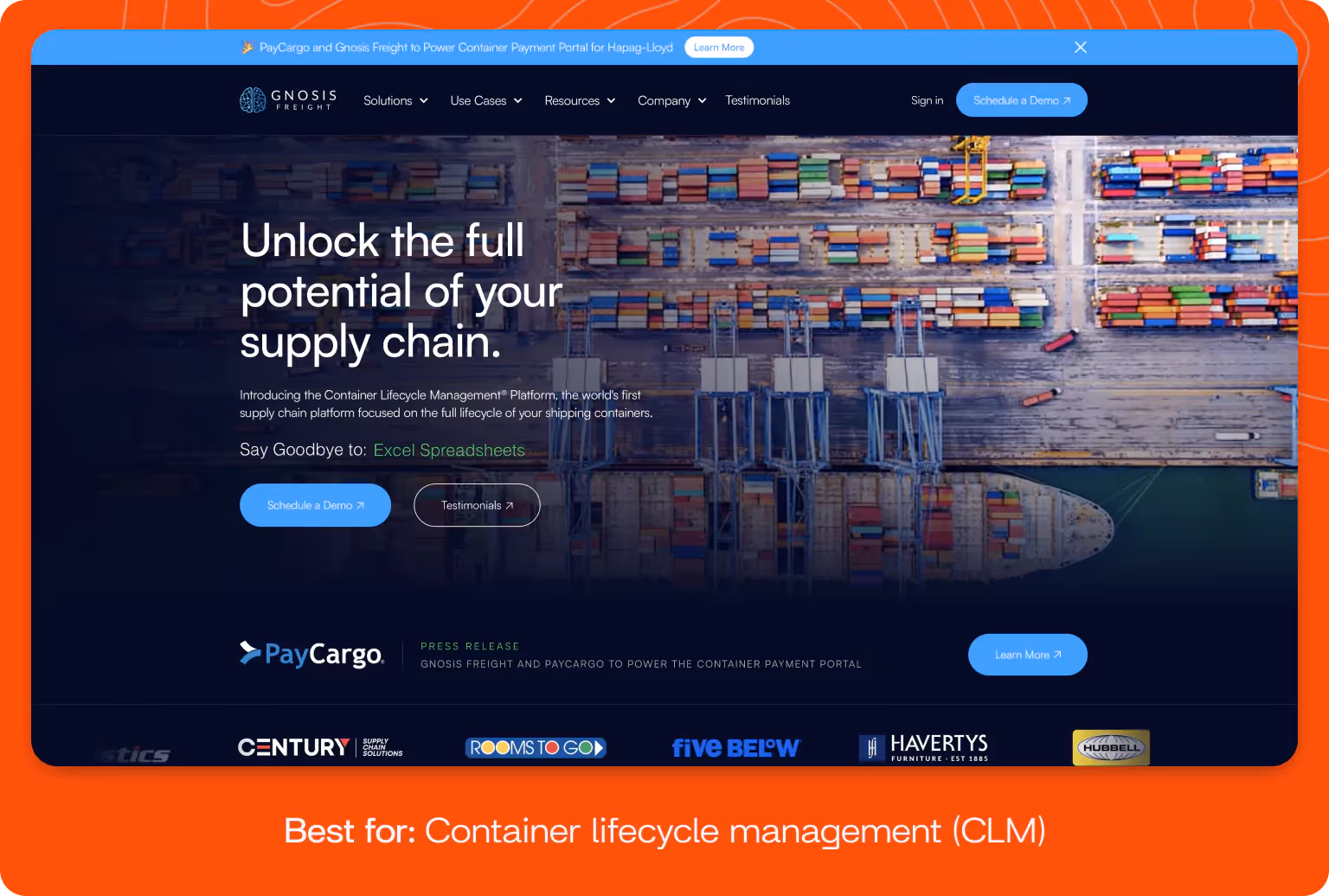 Screenshot of Gnosis Freight homepage.